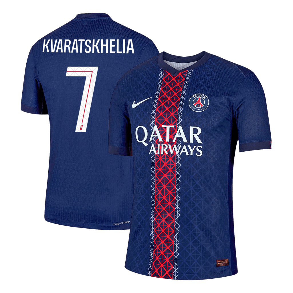 KVARATSKHELIA #7 PSG Home Authentic Soccer Jersey 2025/26