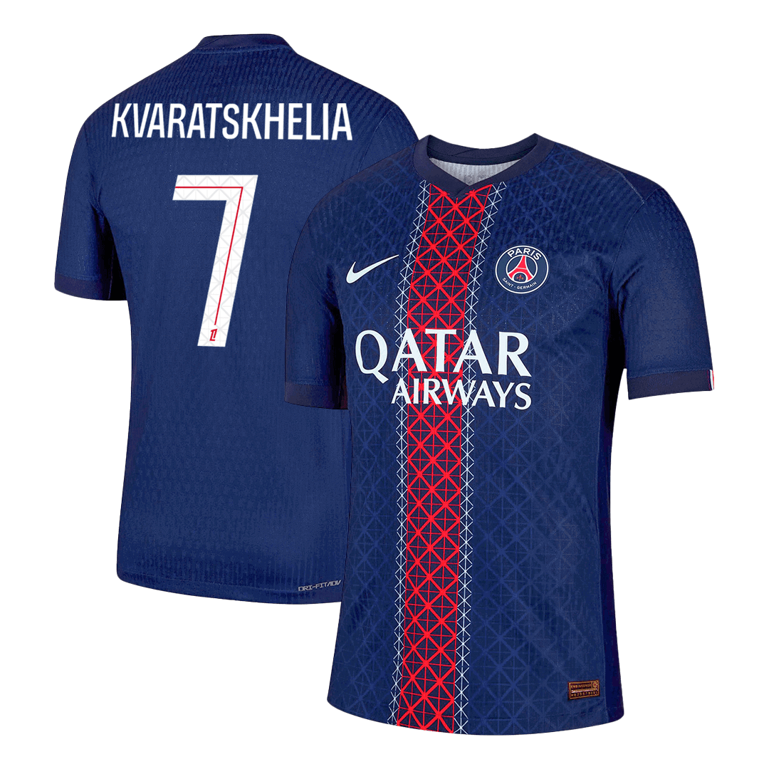 KVARATSKHELIA #7 PSG Home Authentic Soccer Jersey 2025/26