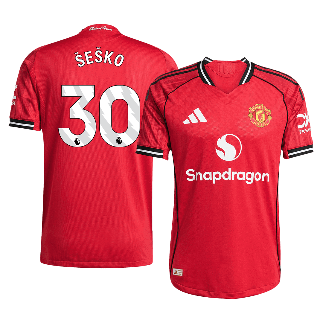 ŠEŠKO #30 Manchester United Home Authentic Soccer Jersey 2025/26
