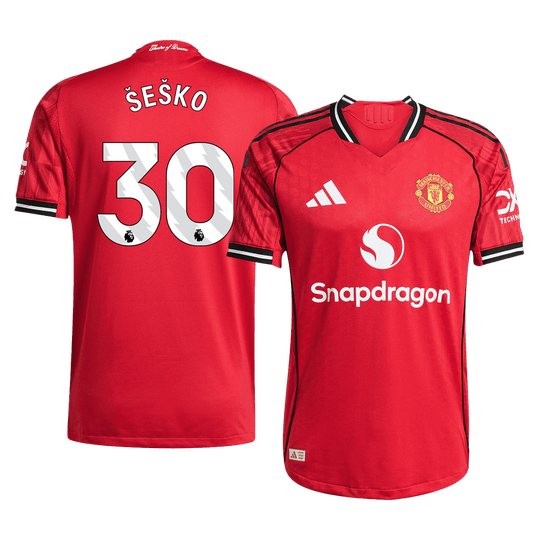 ŠEŠKO #30 Manchester United Home Authentic Soccer Jersey 2025/26
