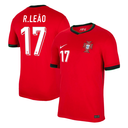 R.LEÃO #17 Portugal Home Soccer Jersey Euro 2024