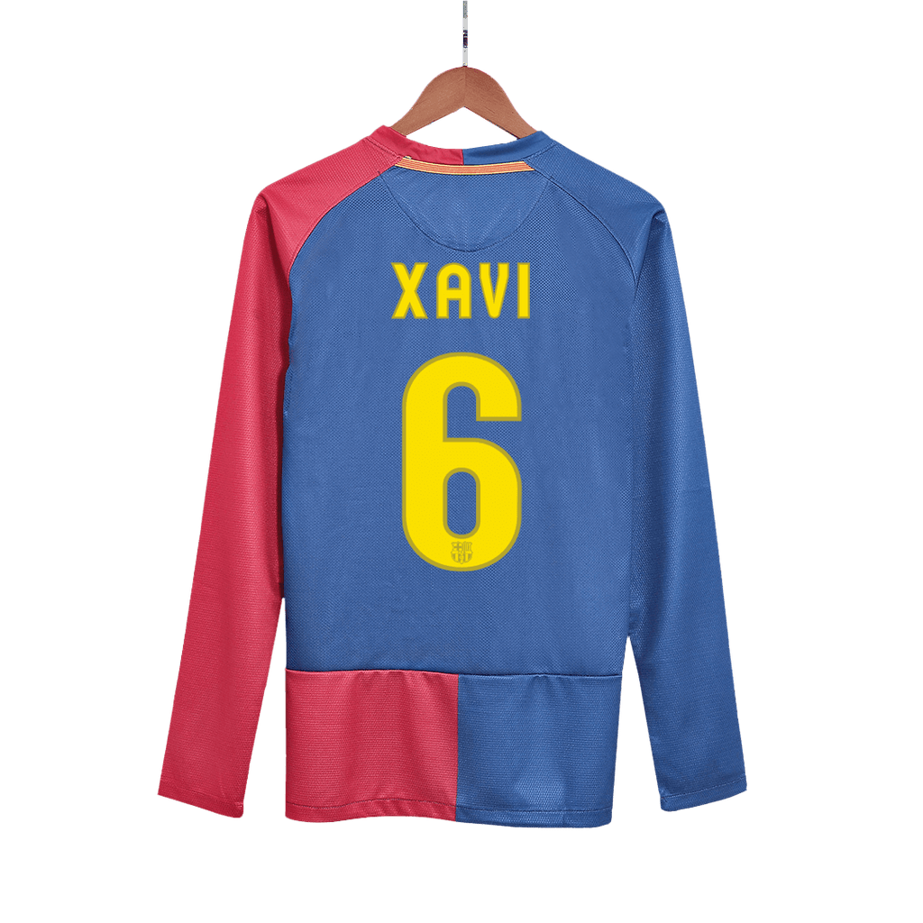 Retro Jersey XAVI #6 Barcelona Retro Jersey Home Long Sleeve Soccer Shirt 2008/09 - UCL Final