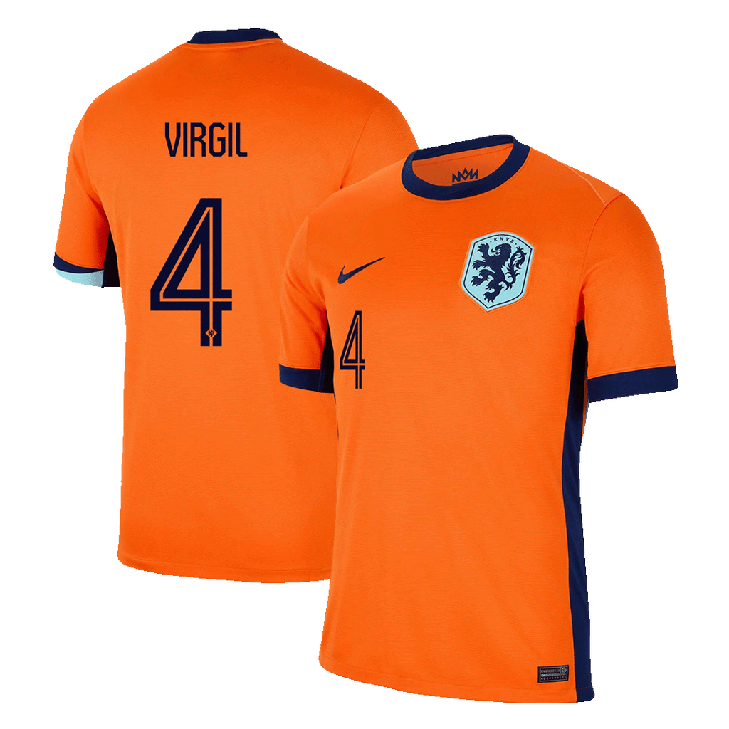 VIRGIL #4 Netherlands Home Soccer Jersey Euro 2024