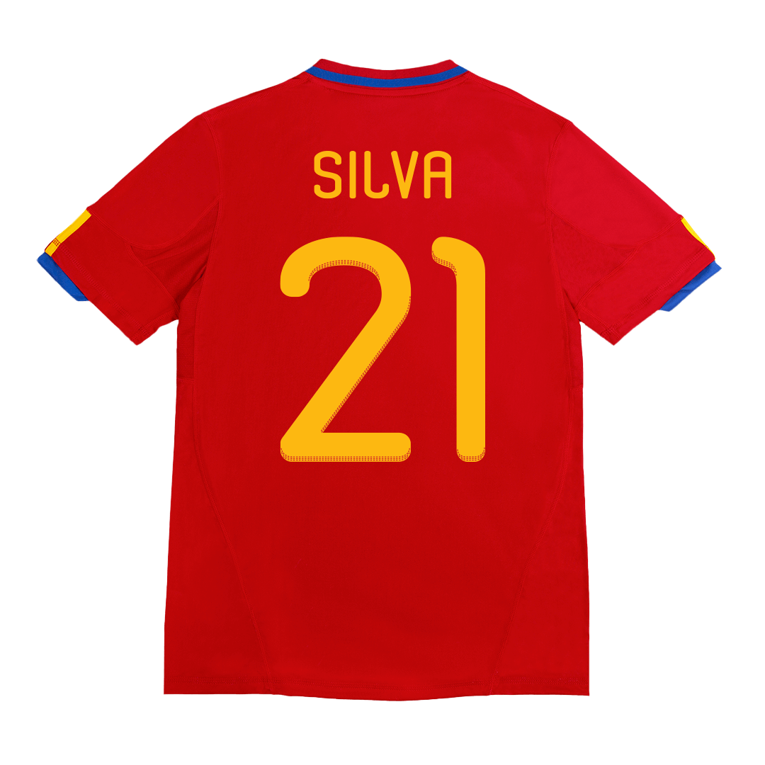 Retro SILVA #21 2010 Spain Home Soccer Jersey