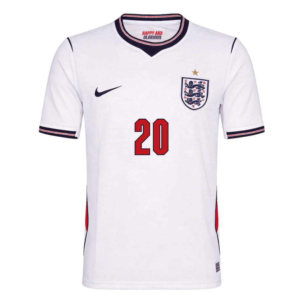 PALMER #20 England Home Soccer Jersey World Cup 2026