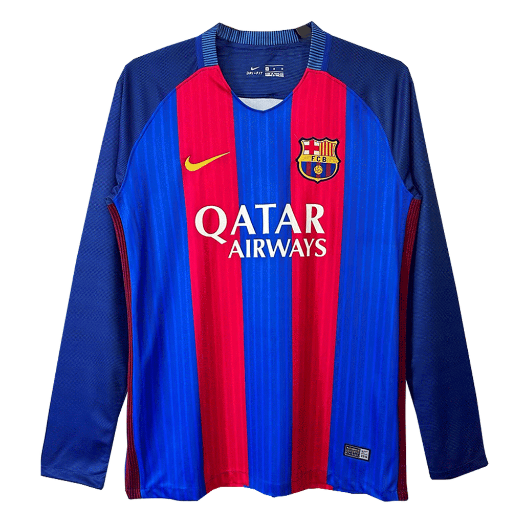 Retro 2016/17 Barcelona Home Long Sleeve Soccer Jersey