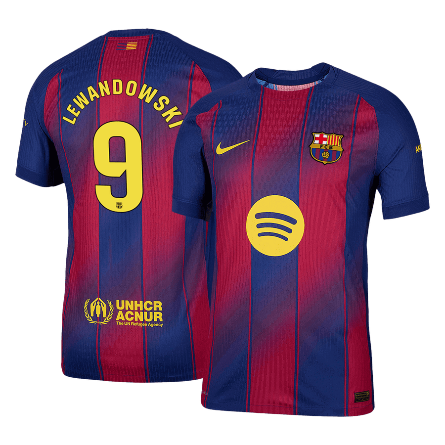 LEWANDOWSKI #9 Barcelona Home Authentic Soccer Jersey 2025/26