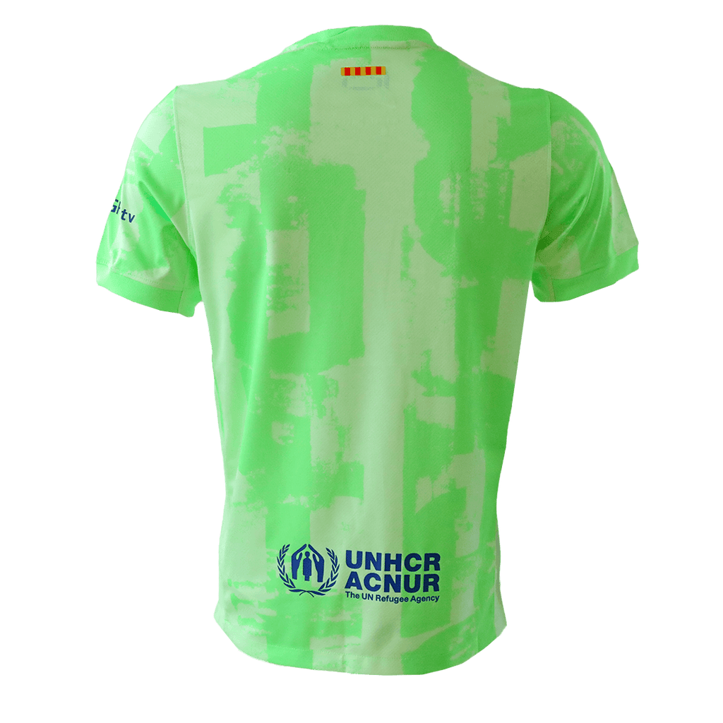 Barcelona Third Away Soccer Jersey Green - UCL (Spotify Logo Without Text)