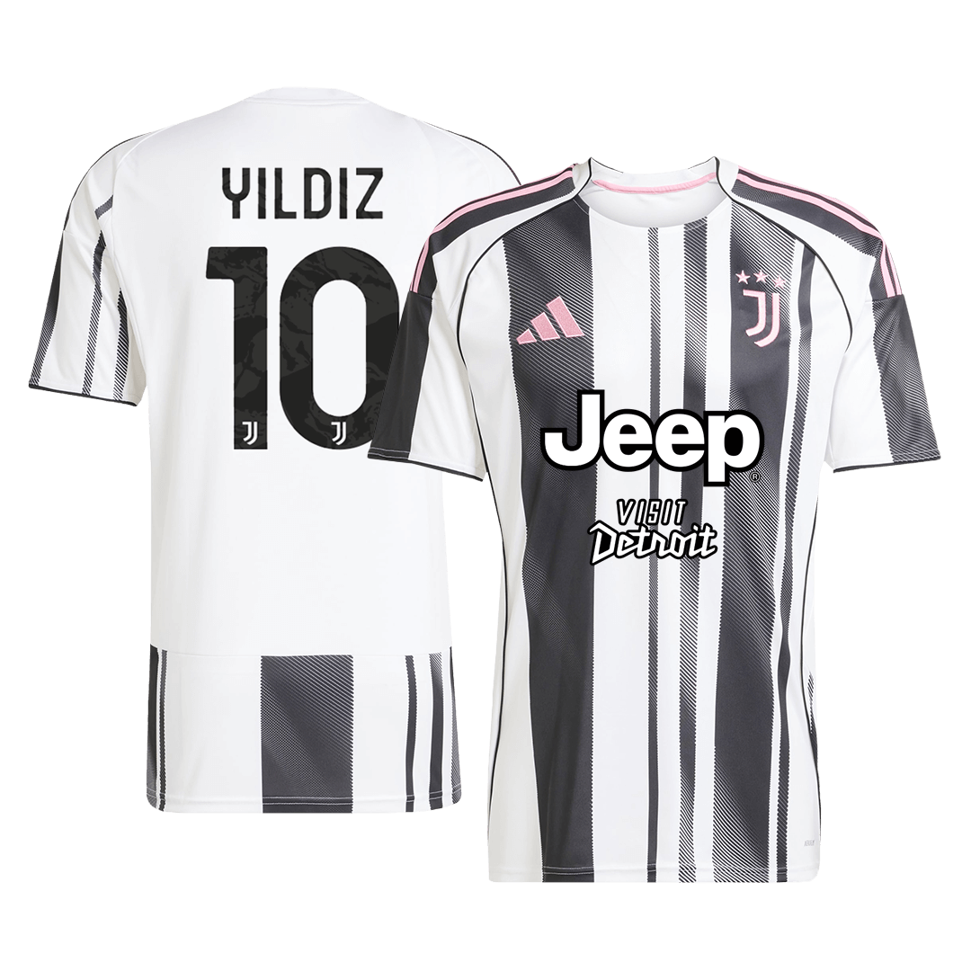 YILDIZ #10 Juventus Jeep x Visit Detroit Sponsor Soccer Jersey Home Custom Men's Shirt 2025/26