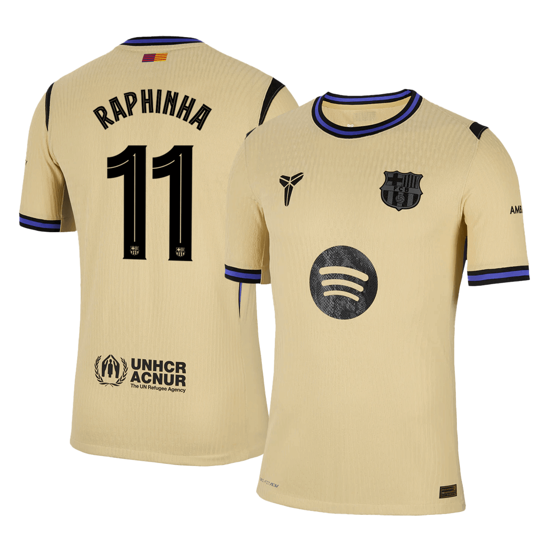 RAPHINHA #11 Barcelona Away Authentic Soccer Jersey 2025/26 - UCL