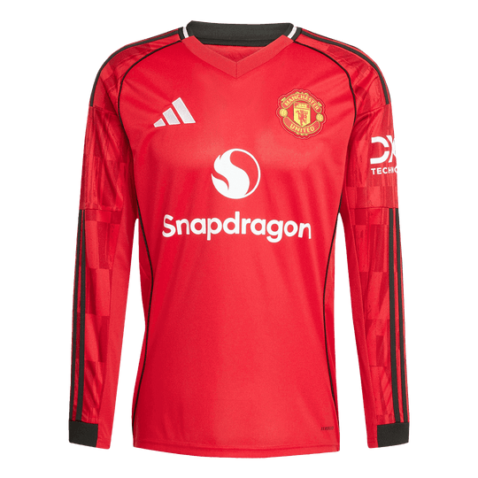 Manchester United Home Long Sleeve Soccer Jersey 2025/26