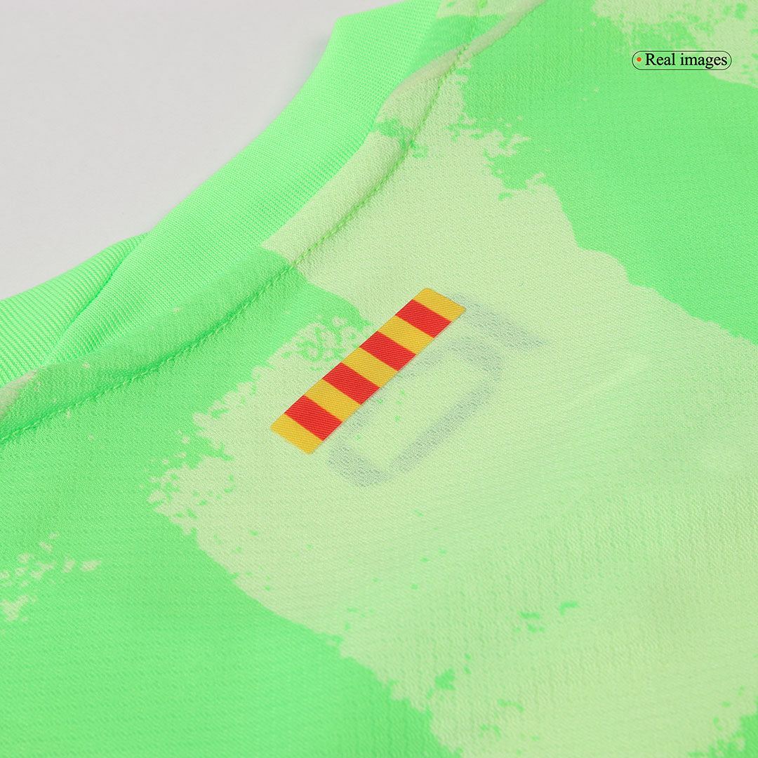 Barcelona Third Away Soccer Jersey Green - UCL (Spotify Logo Without Text)