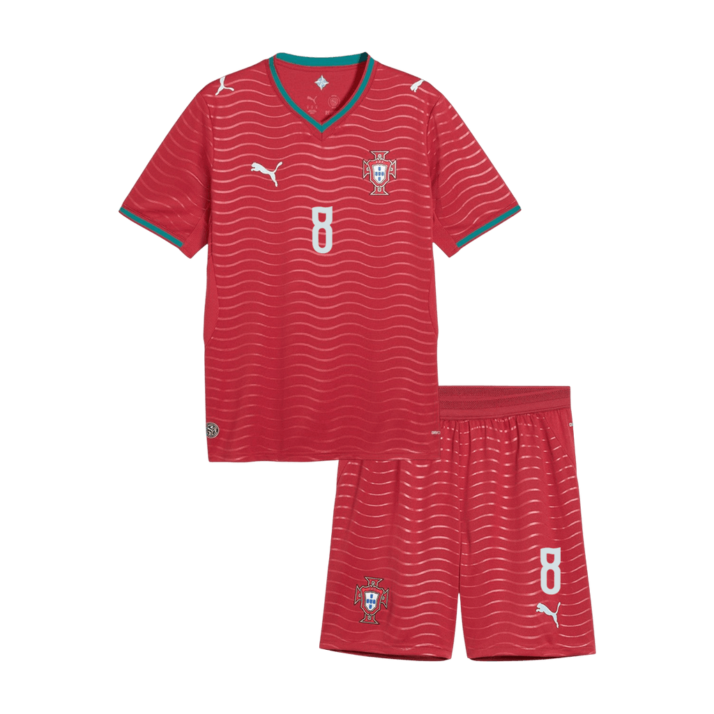 B. FERNANDES #8 Portugal Home World Cup Kids Soccer Jerseys Kit 2026