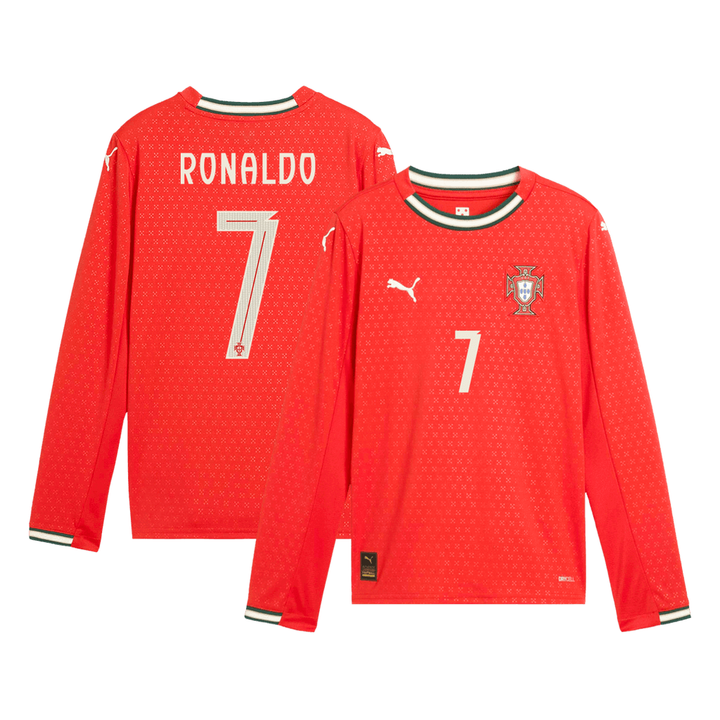RONALDO #7 Portugal Home Long Sleeve Soccer Jersey 2025 Red