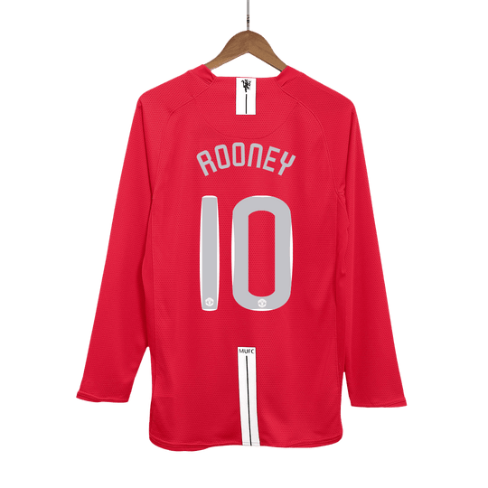 ROONEY #10 Manchester United Retro Jersey Home Soccer Shirt 2007/08 - UCL Final