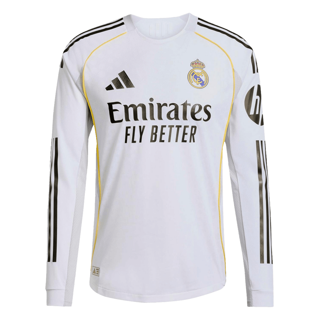 Real Madrid Home Long Sleeve Soccer Jersey 2025/26
