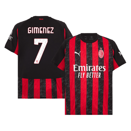 GIMENEZ #7 AC Milan Home Soccer Jersey 2025/26 Red&Black