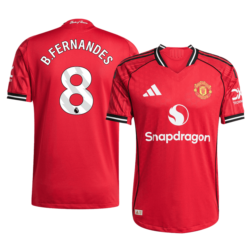B.FERNANDES #8 Manchester United Home Authentic Soccer Jersey 2025/26