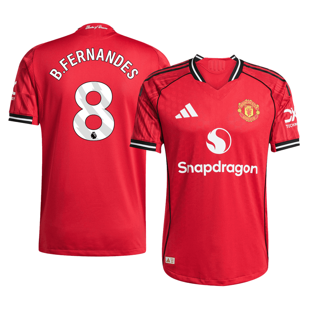 B.FERNANDES #8 Manchester United Home Authentic Soccer Jersey 2025/26