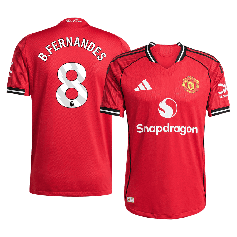 B.FERNANDES #8 Manchester United Home Authentic Soccer Jersey 2025/26