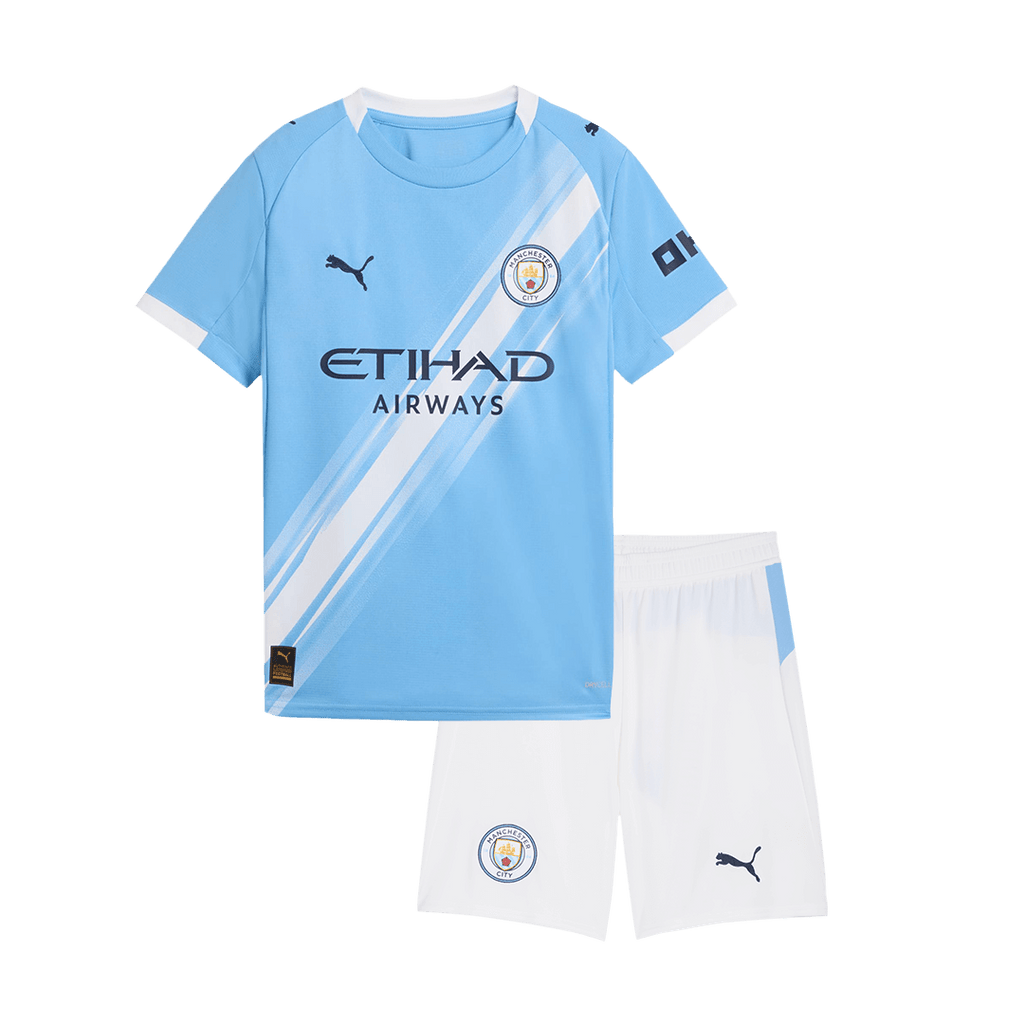 Manchester City Home Kids Soccer Jerseys Kit 2025/26