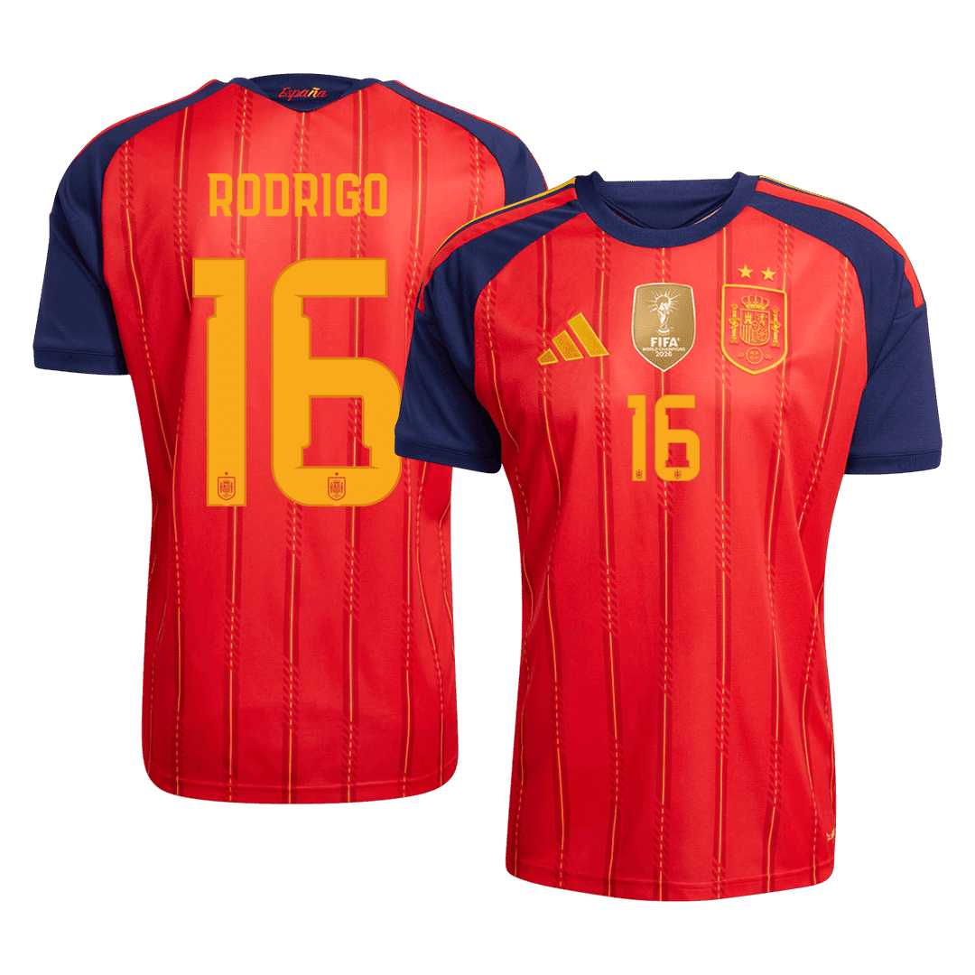 RODRIGO #16 Spain Home Soccer Jersey World Cup 2026