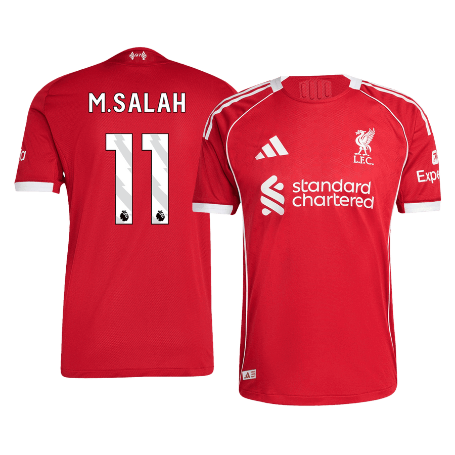 M.SALAH #11 Liverpool Home Authentic Soccer Jersey 2025/26