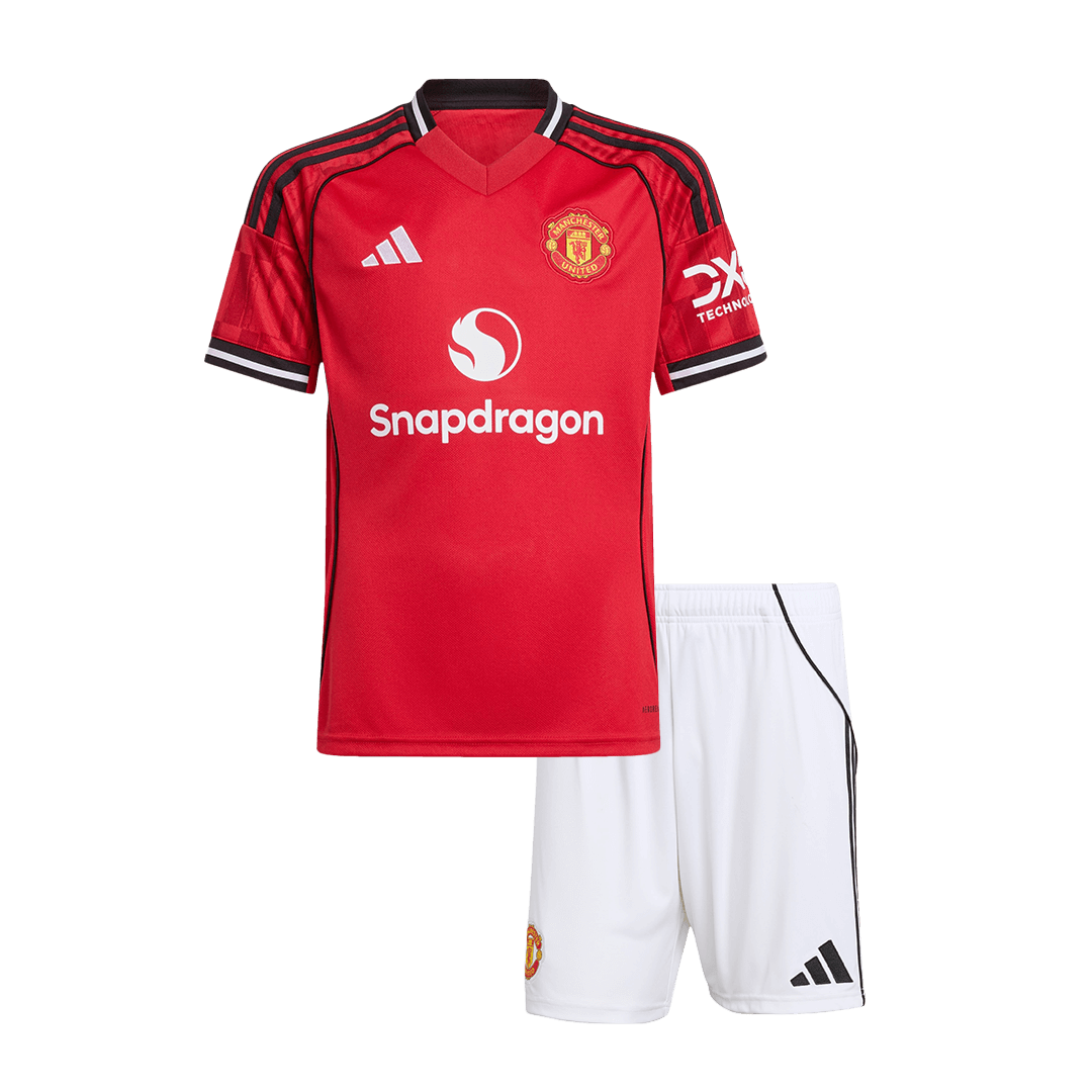 Manchester United Home Kids Soccer Jerseys Kit 2025/26 Red