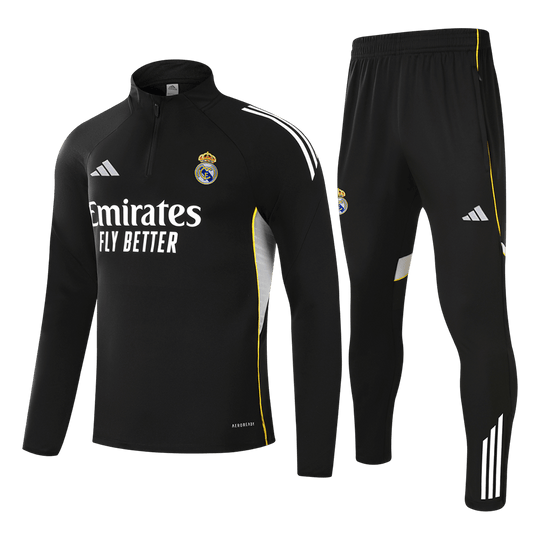 Real Madrid 1/4 Zip Tracksuit 2025/26 Black