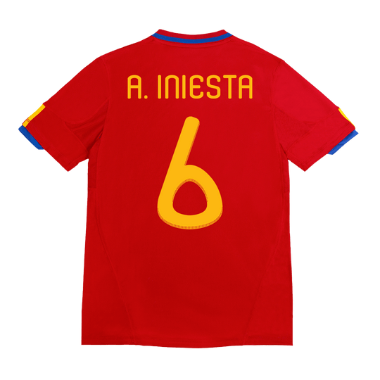 Retro A. INIESTA #6 2010 Spain Home Soccer Jersey