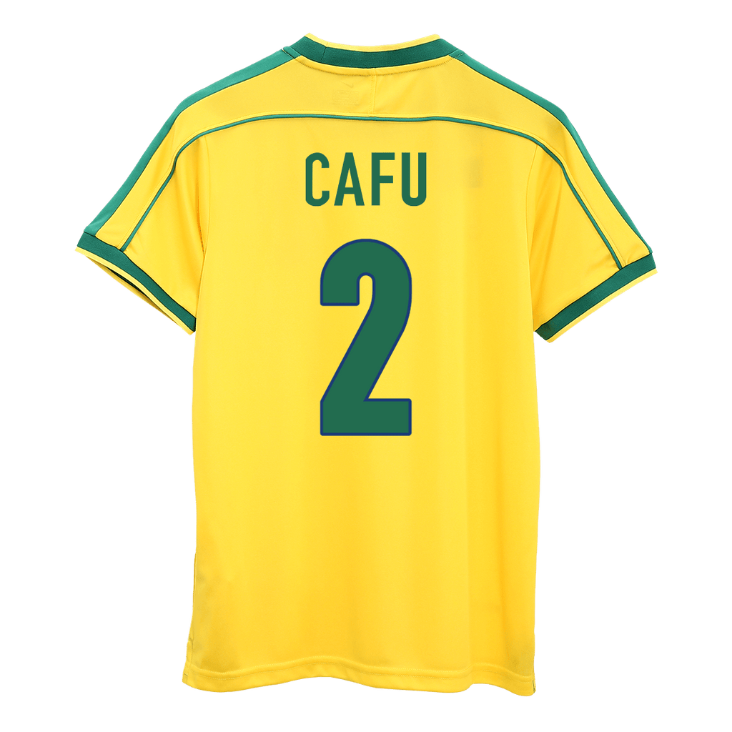 CAFU #2 Retro 1998 Brazil Home Soccer Jersey - World Cup