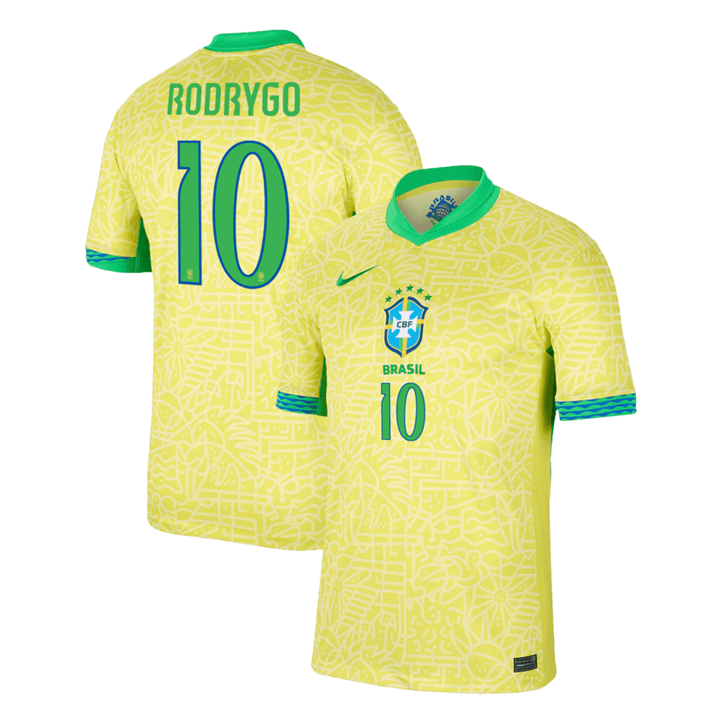 RODRYGO #10 Brazil Home Soccer Jersey Copa America 2024