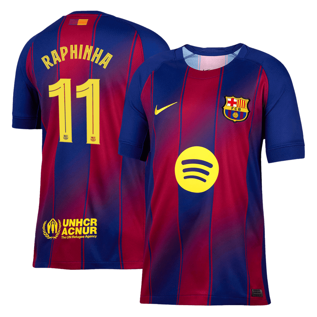 RAPHINHA #11 Barcelona Home Soccer Jersey 2025/26 -UCL