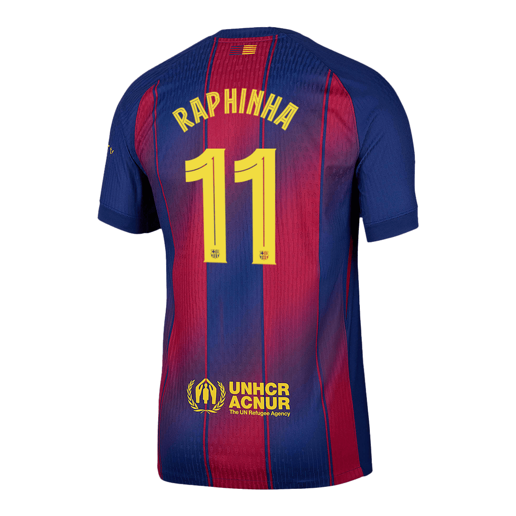 RAPHINHA #11 Barcelona Home Authentic Soccer Jersey 2025/26 - UCL