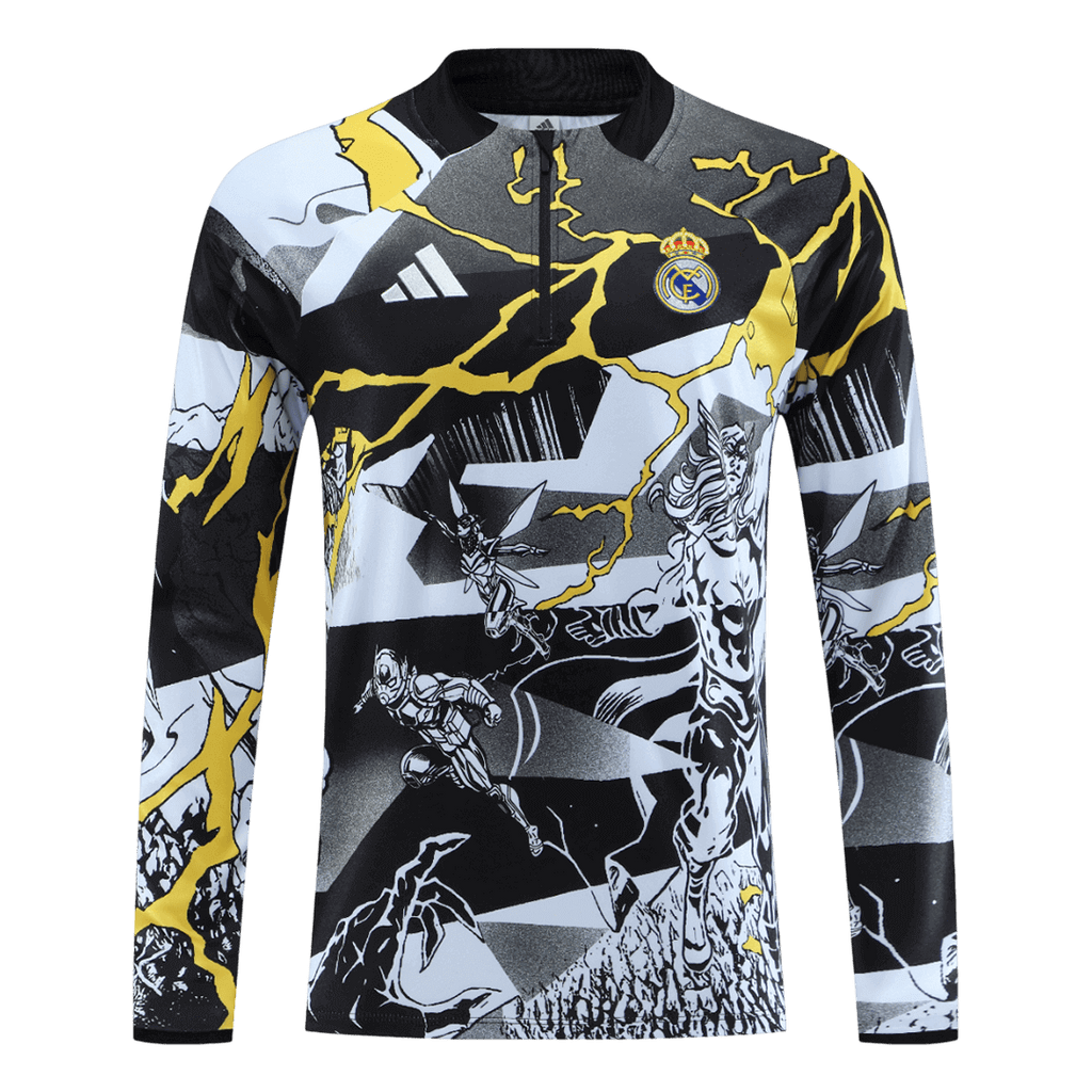 Kid's Real Madrid x MARVEL Zipper Sweatshirt Kit(Top+Pants) 25/26 Black