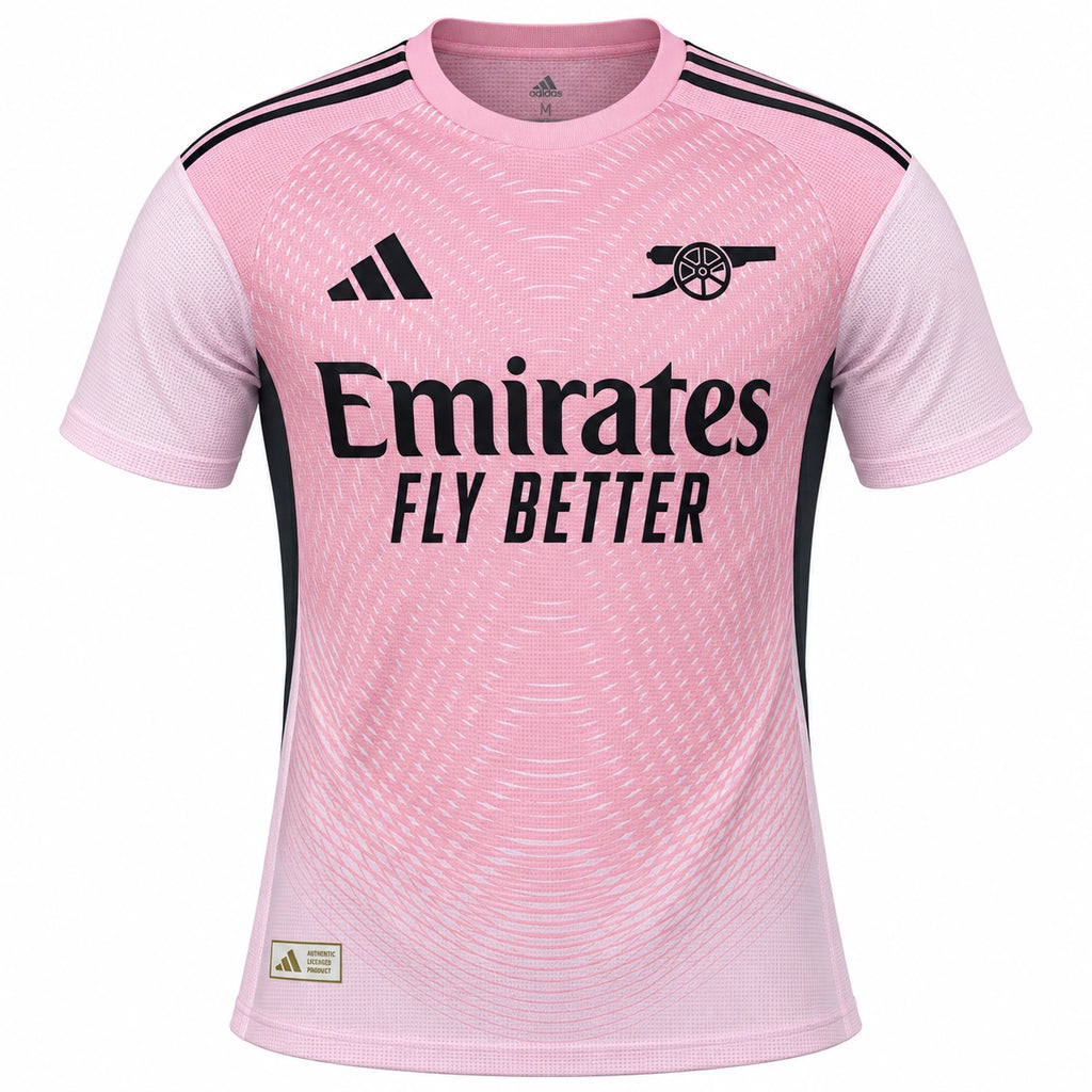 Arsenal 2025/26 pink goalkeeper jersey front view