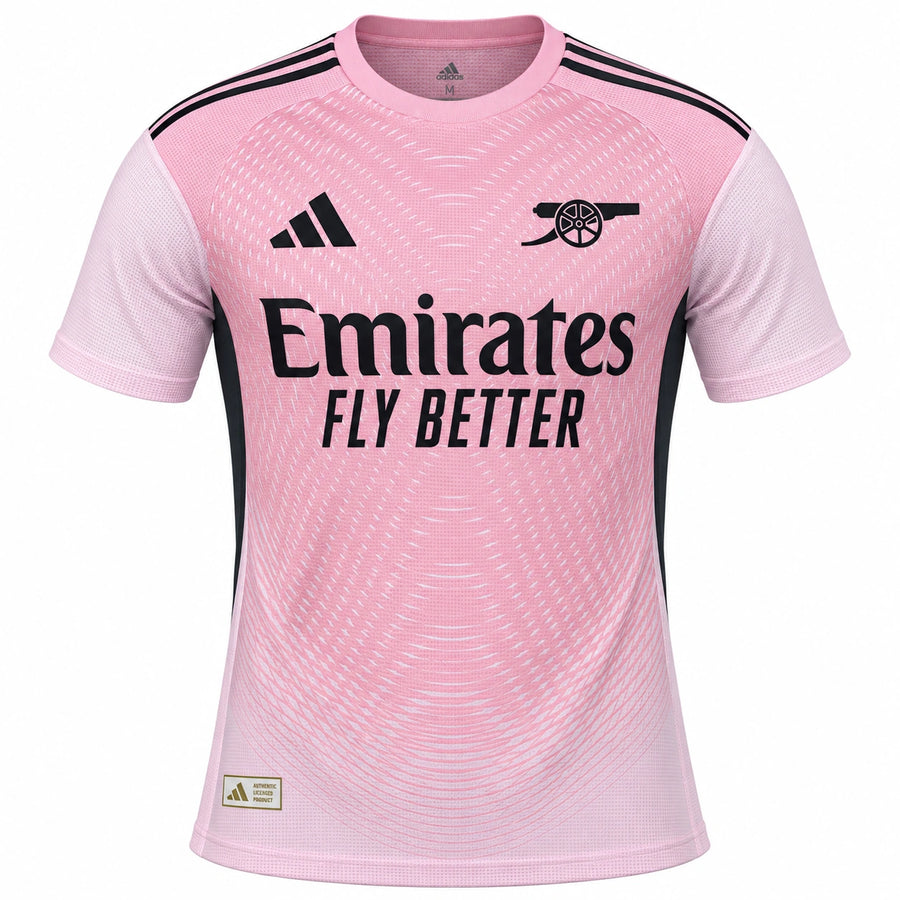 Arsenal 2025/26 pink goalkeeper jersey front view