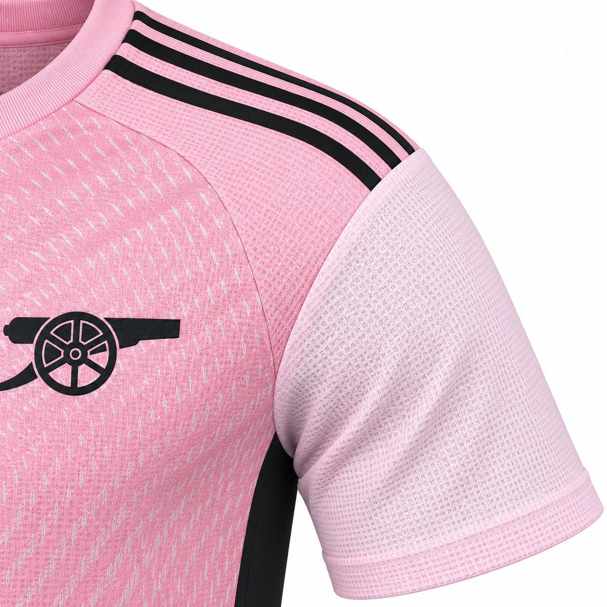 Arsenal 2025/26 pink goalkeeper jersey shoulder and sleeve detail
