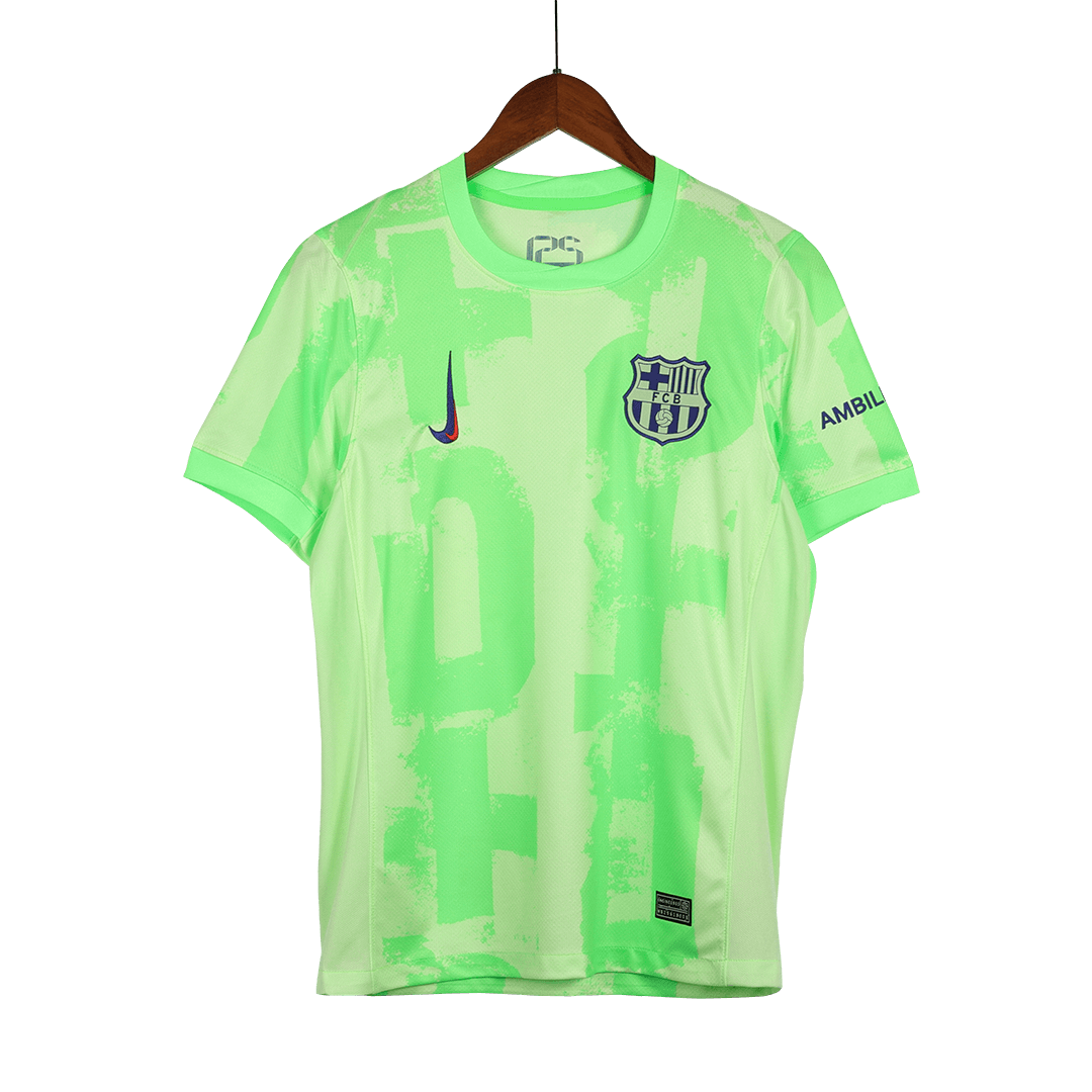 Barcelona Third Away Soccer Jersey Green - UCL (Spotify Logo Without Text)