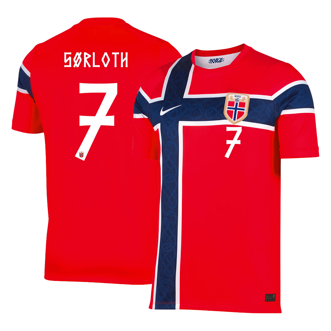 S?RLOTH #7 Norway Home Soccer Jersey World Cup 2026