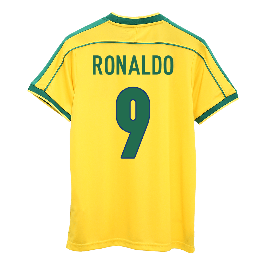 RONALDO #9 Retro 1998 Brazil Home Soccer Jersey - World Cup