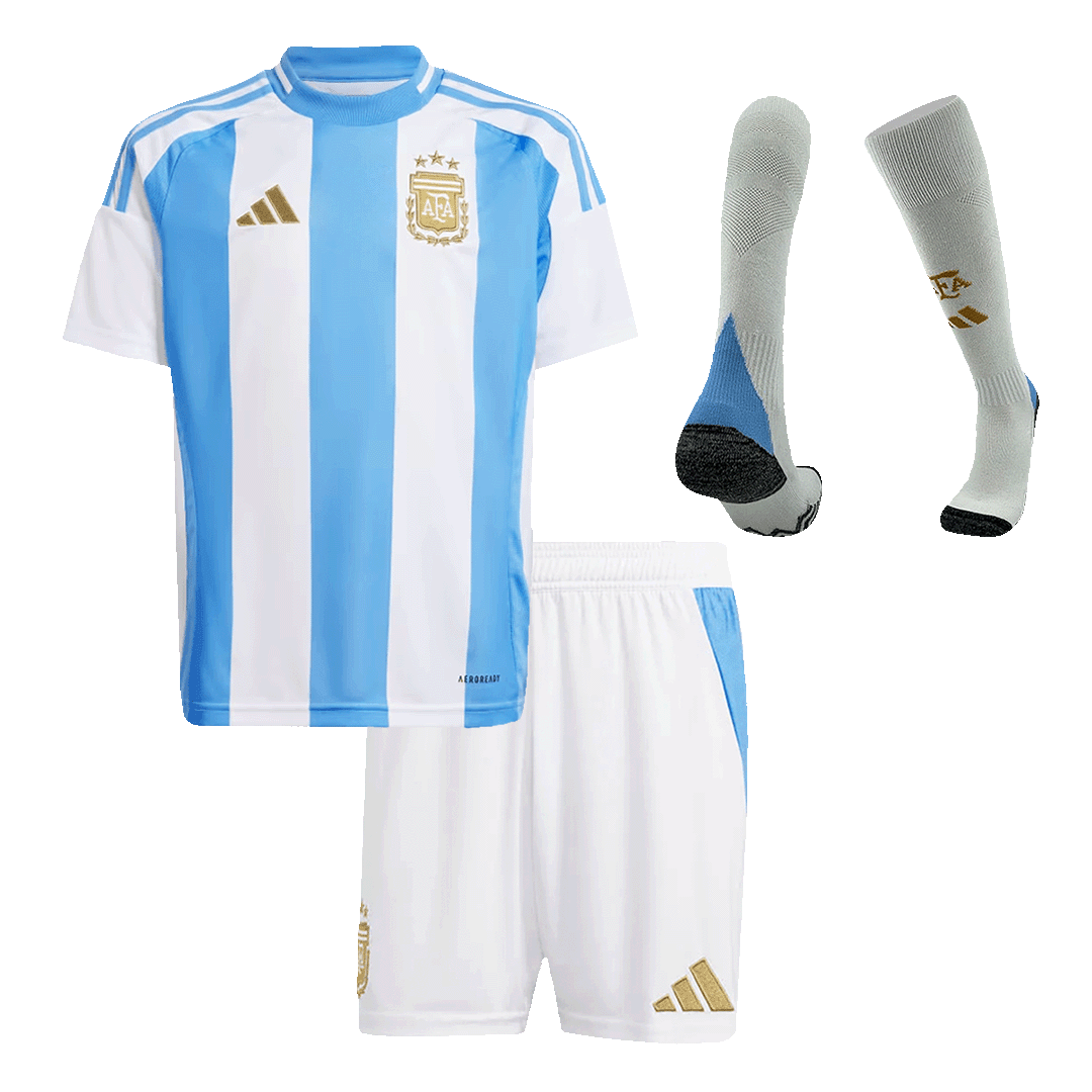 Kid's Argentina Home Soccer Jersey Kit(Jersey+Shorts+Socks) Copa America 2024
