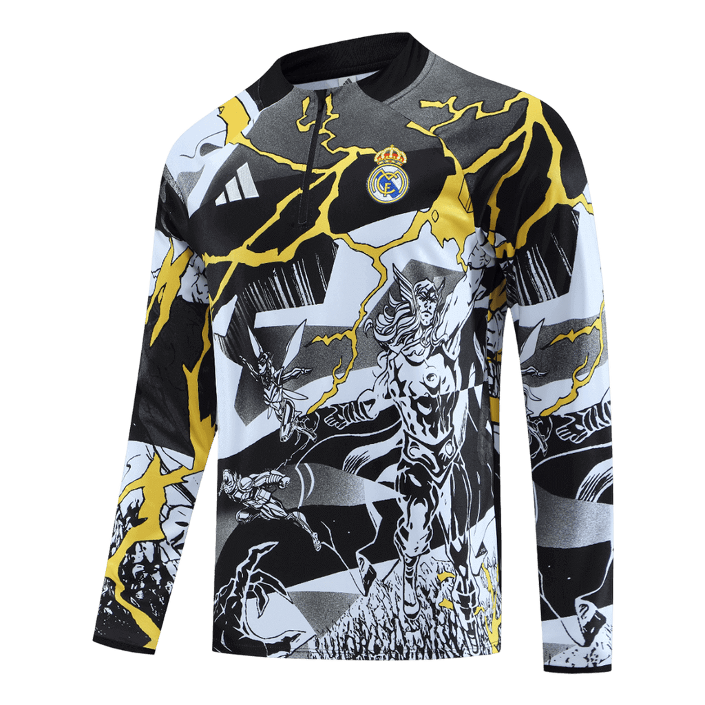 Real Madrid x MARVEL Zipper Sweatshirt Kit(Top+Pants) 25/26 Black
