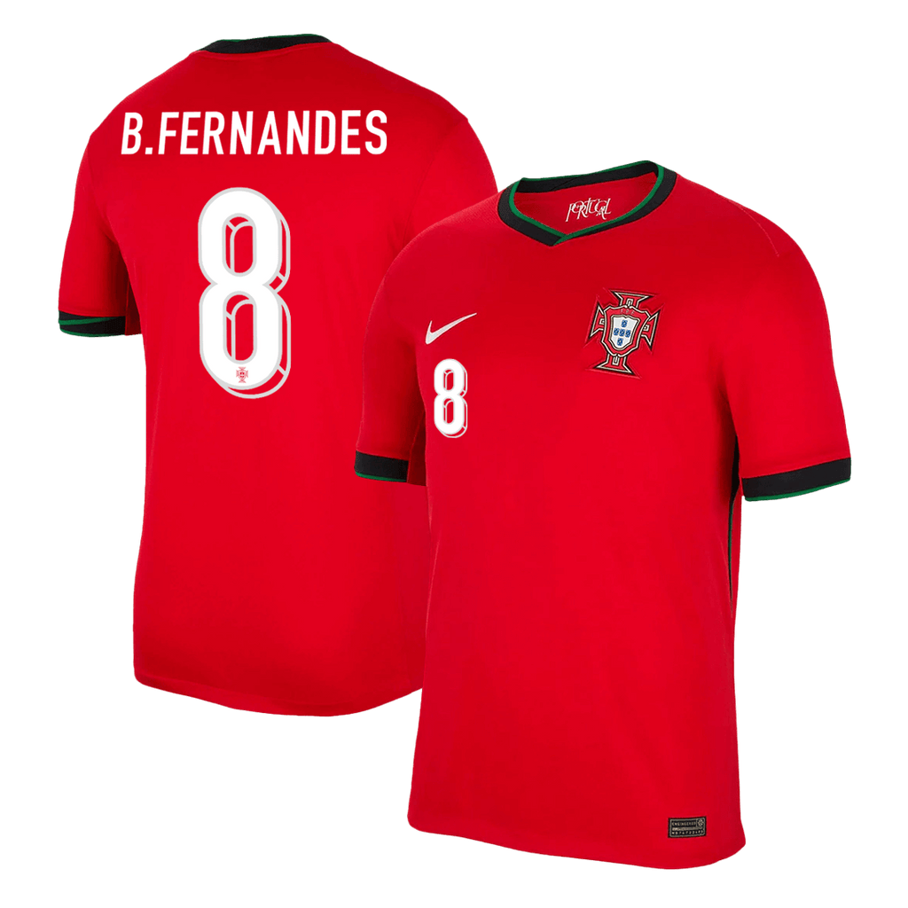 B.FERNANDES #8 Portugal Home Soccer Jersey Euro 2024