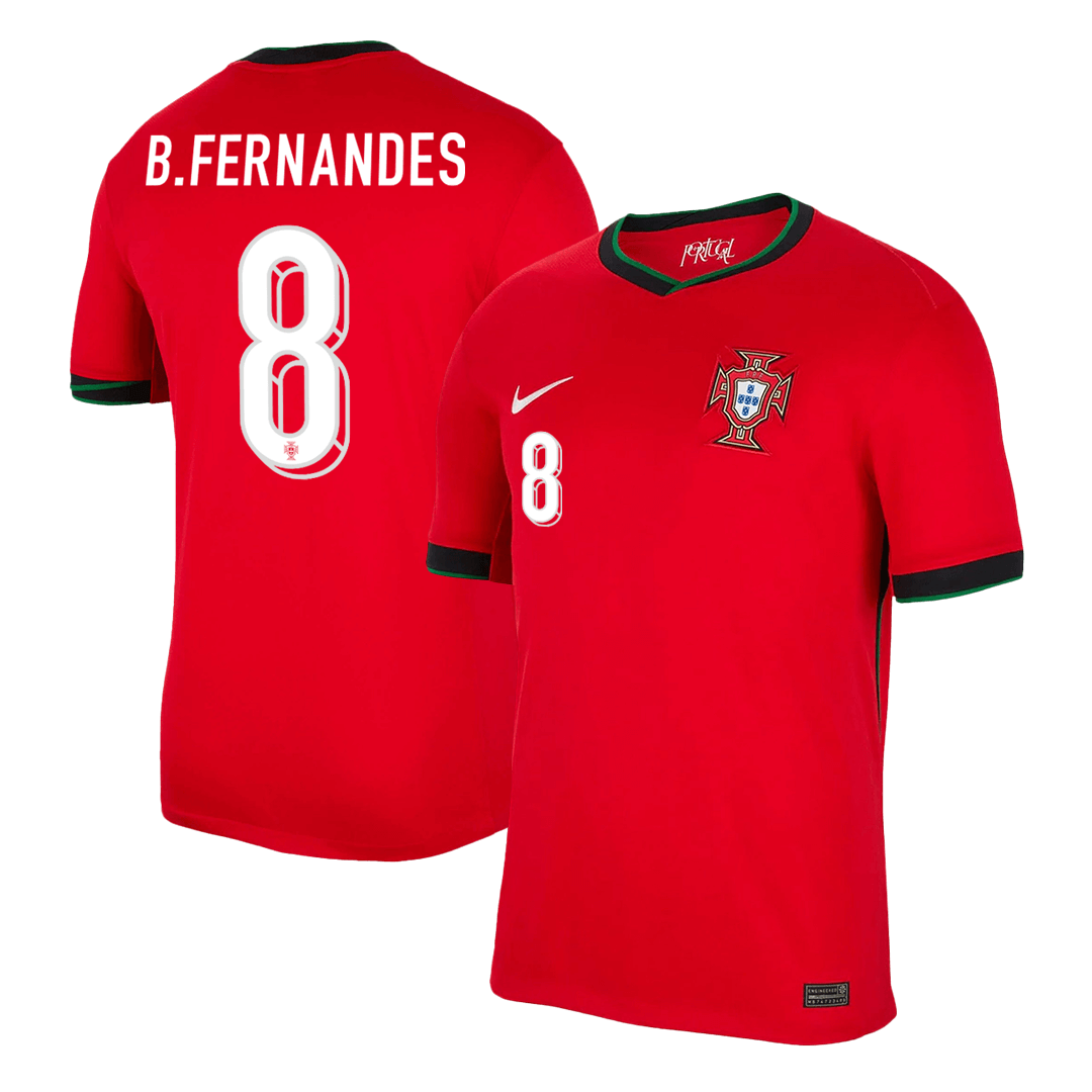B.FERNANDES #8 Portugal Home Soccer Jersey Euro 2024