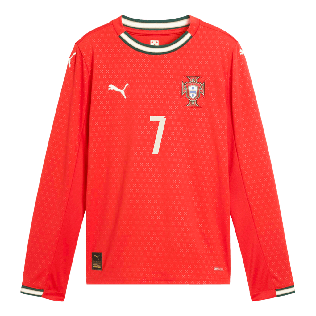 RONALDO #7 Portugal Home Long Sleeve Soccer Jersey 2025 Red