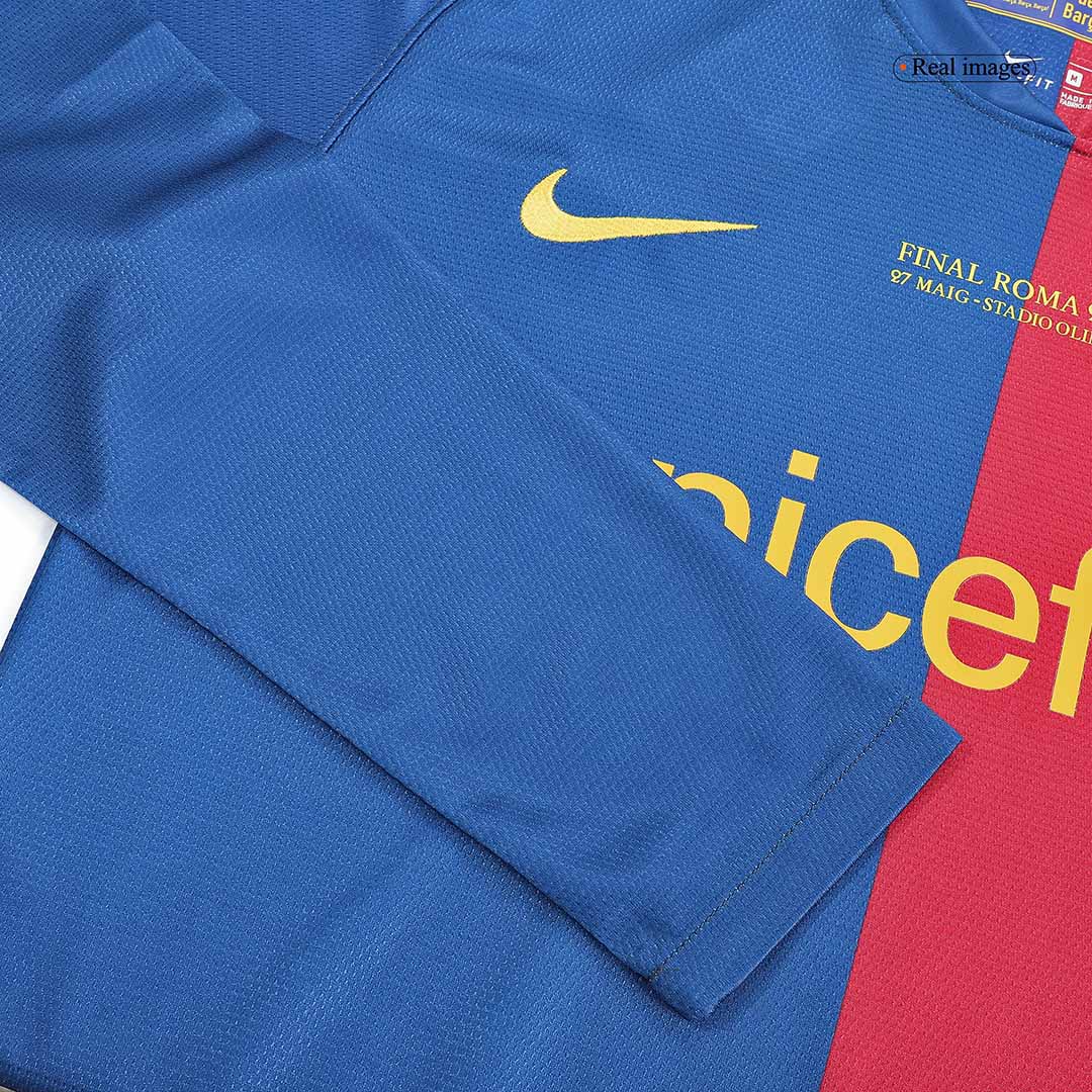 Retro 2008/09 Barcelona Home Long Sleeve Soccer Jersey - UCL Final