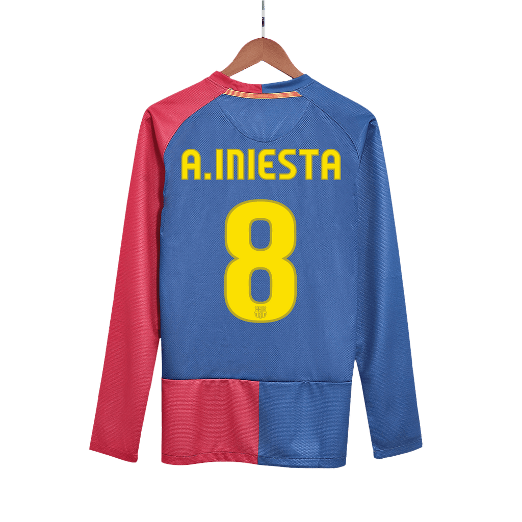 Retro Jersey A.INIESTA #8 Barcelona Retro Jersey Home Long Sleeve Soccer Shirt 2008/09 - UCL Final