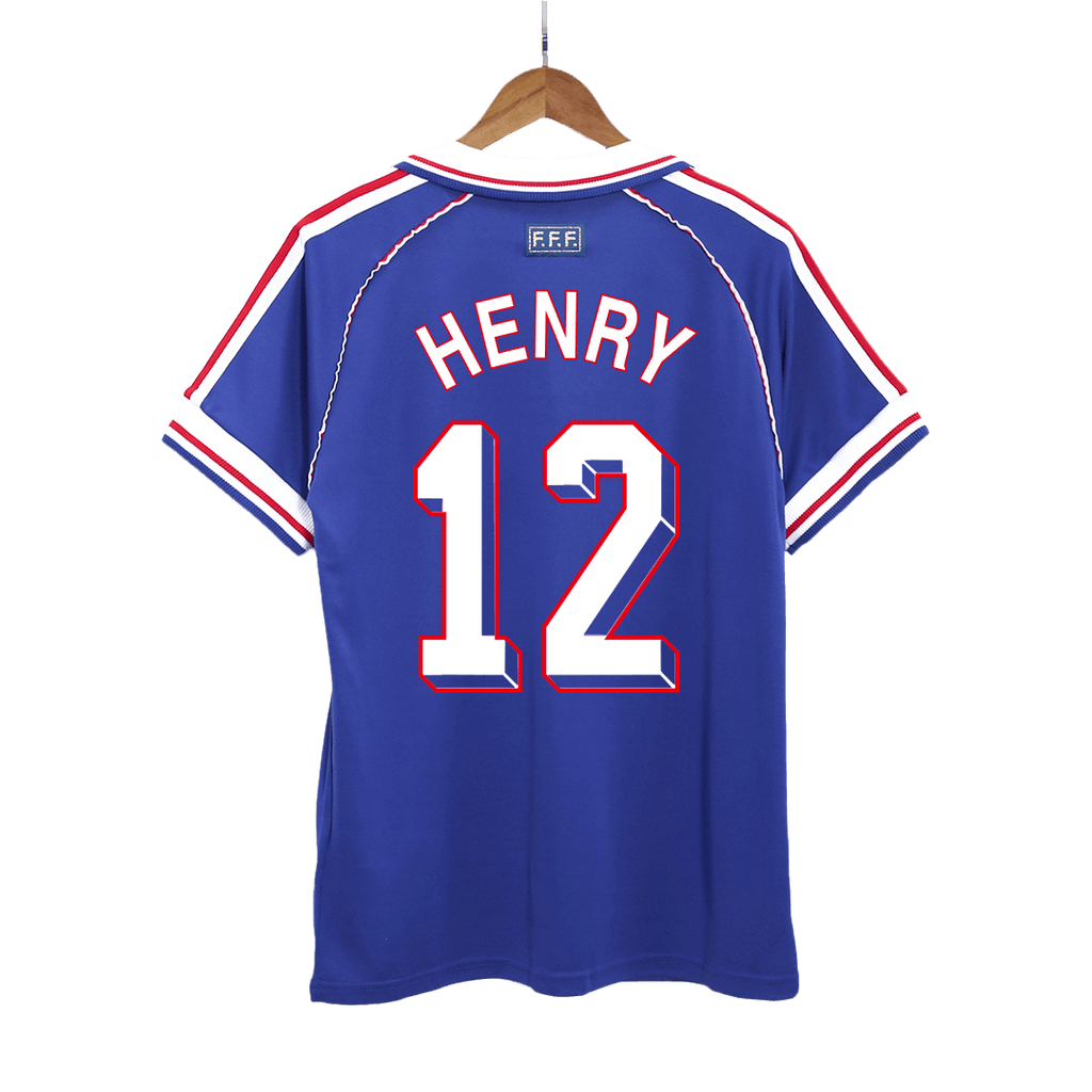 Retro HENRY #12 1998 France Home Soccer Jersey