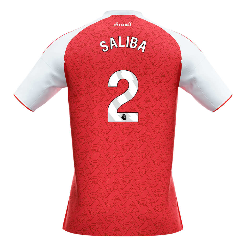 SALIBA #2 Arsenal Home Soccer Jersey 2025/26